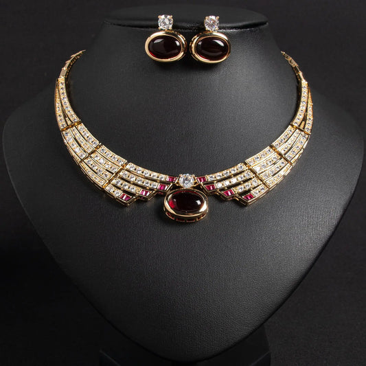 2 Piece Jewellery Set Exquisite Luxury Ladies Necklace Earrings Dress Party Wedding Bridal Hundred Stunning Accessories M-371