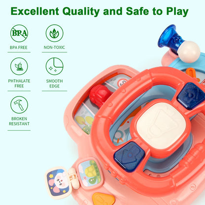 Baby Simulation Driving Car Cartoon Electric Steering Wheel with Music and Lighting Toys Early Educational Toys for Kids Gifts