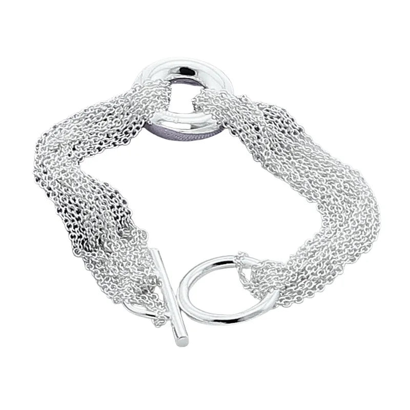 925 Sterling Silver Bracelet Tassel O Bracelet Women Simple Fashion Bracelet Birthday Wedding Anniversary Jewelry Gift