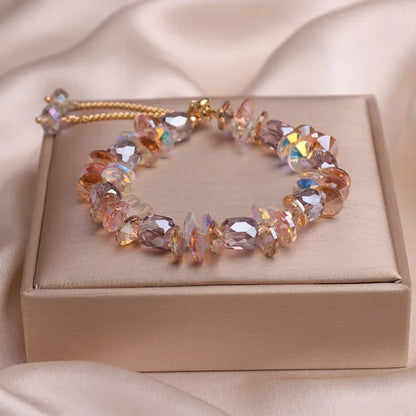 Charming Crystal Bracelet for Women with Adjustable Pull Design Colorful Bead Fashion Jewelry Stylish and Shiny Hand Accessories
