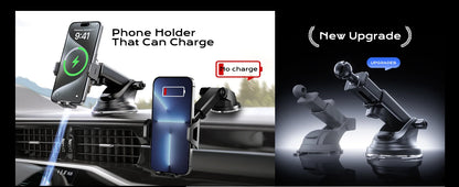 Wireless Car Charger, 2025 Upgrade 15W Fast Charging Auto Clamping Car Phone Holder Charger, Phone Holders for car Mount