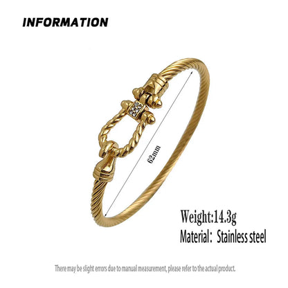 New steel wire button pattern horseshoe gold-plated stainless steel bracelet 18K, high quality waterproof couple bracelet, wife