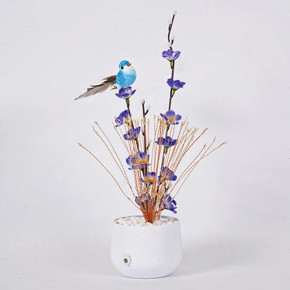 LED Flower and Bird Potted Lamp, Artificial Flower Table Lights, for Camping Gift Living Room Bedroom Mother Home Decor Lamp
