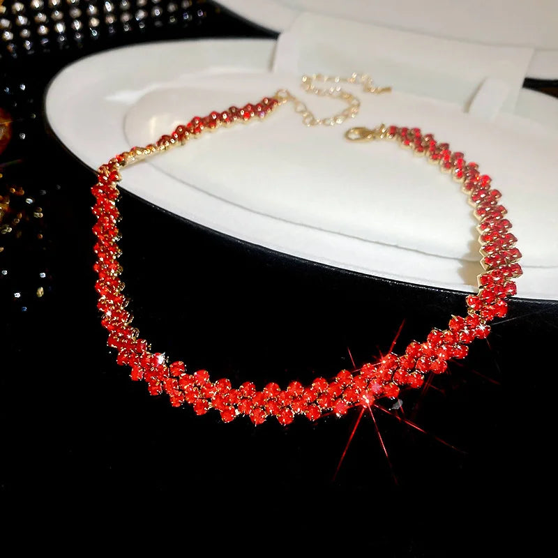 Luxury Shiny Full Rhinestone Choker Necklace for Women Personalized Geometric Crystal Necklaces Wedding Jewelry Party Gifts