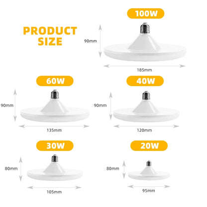 1PC 220V LED Bulb E27 Base Household Energy Saving Lamp 20W 30W 40W 60W 100W Indoor Lighting Flying Saucer Light Ampoule E27