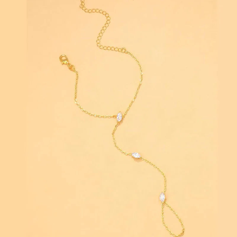 New Bohemia Rhombus Crystal Bracelet Hand Jewelry for Women Simple Thin Chain Finger Bracelet Jewelry Accessories Gift