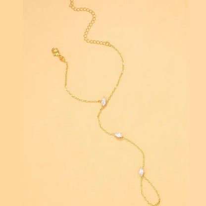 New Bohemia Rhombus Crystal Bracelet Hand Jewelry for Women Simple Thin Chain Finger Bracelet Jewelry Accessories Gift