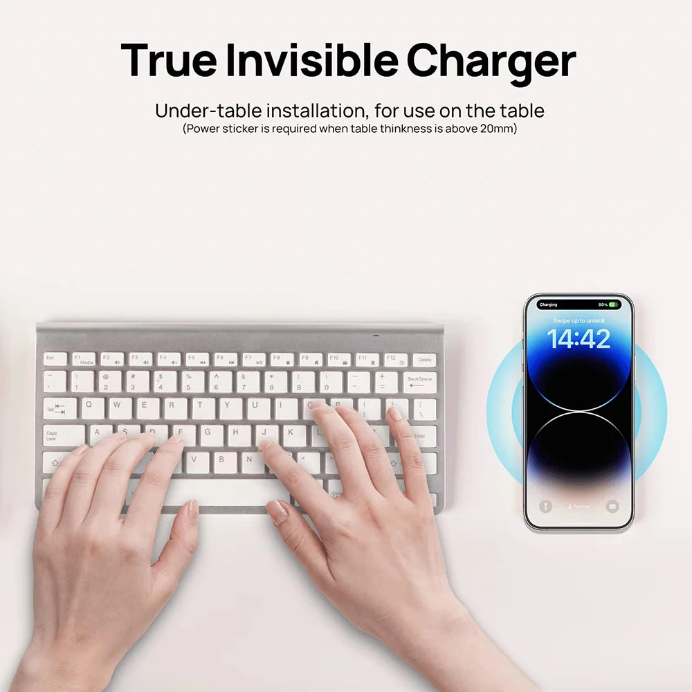 Built in Desktop Device Fast Wireless Charger 30W Quick Charger 3.0 Embedded Caricabatter Tipe C Chargeur Induction Charging