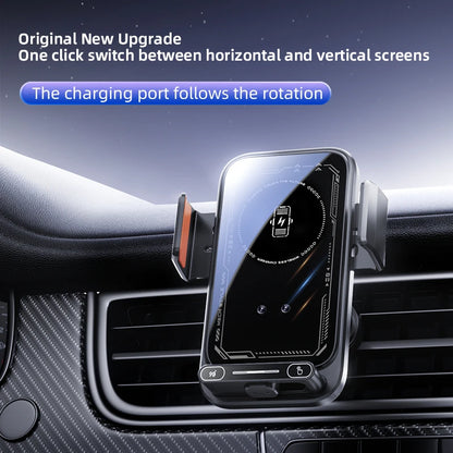 Car Phone Charger Phone Holder 66W Wireless & Wired Charger Auto Sensing One-Touch Release and Rotation Qi FCC ROHS Certified