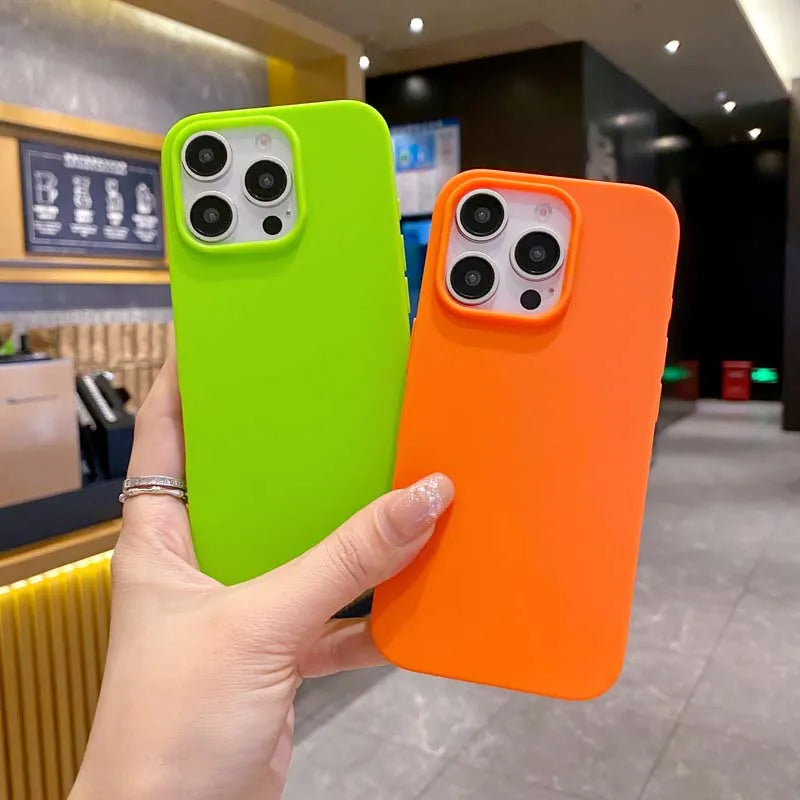 New Solid Color Phone Case for IPhone 16 15 14 13 12 11 Pro Max 16Pro Soft Silicone Shockproof Protective Accessories Cover