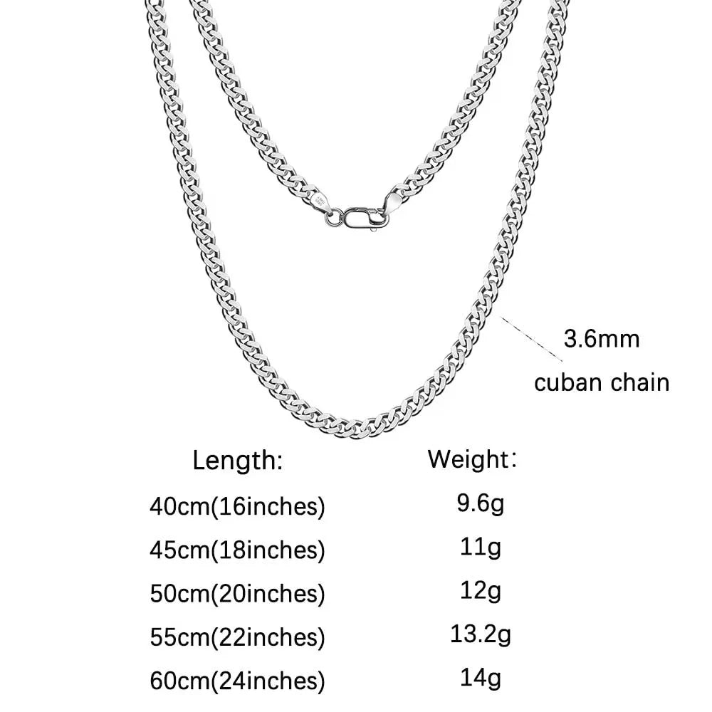 ORSA JEWELS 925 Sterling Silver Basic Punk Necklace for Men Women Curb Cuban Link Chain Chokers Vintage Punk Boy Male Gifts SC37