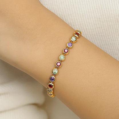Jewelry Shiny Zirconia Bracelet Handmade Ornaments Luxury Gold Color Bangle Unique High-end Round Shape Cuff Bracelet