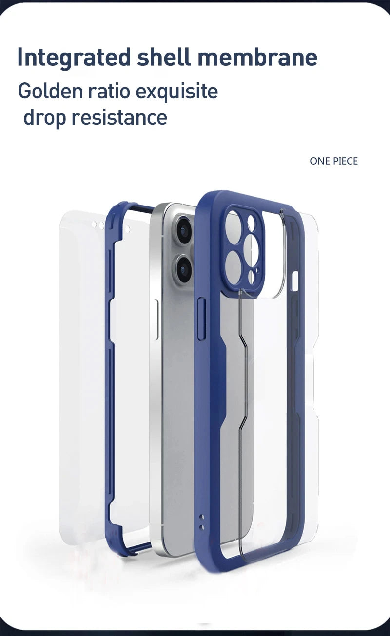 360 Full Cover Case For iPhone 17 Pro Max 16Plus 16E Funda For iPhone 16 15 Pro 17Air 15Plus Screen Protection Phone Cover