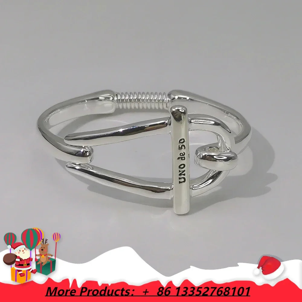 European and American Jewelry Simple Daily Leisure Style Silver Geometric Bracelet Women's Accessories Festival Gift