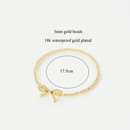 KKBEAD Bow Bracelet Necklace Jewelry Sets Accessories 18K Waterproof Gold Plated Beads Bracelets Necklaces For Women Jewellery