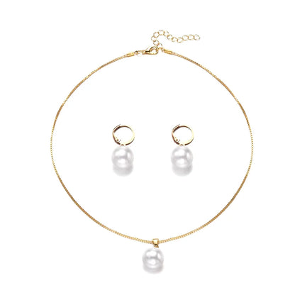 2 Pieces Of Round Pearl Jewelry Set, Earrings, Pendants, Necklaces, Ladies' Exquisite And Fashionable Wedding Jewelry Set,Gifts