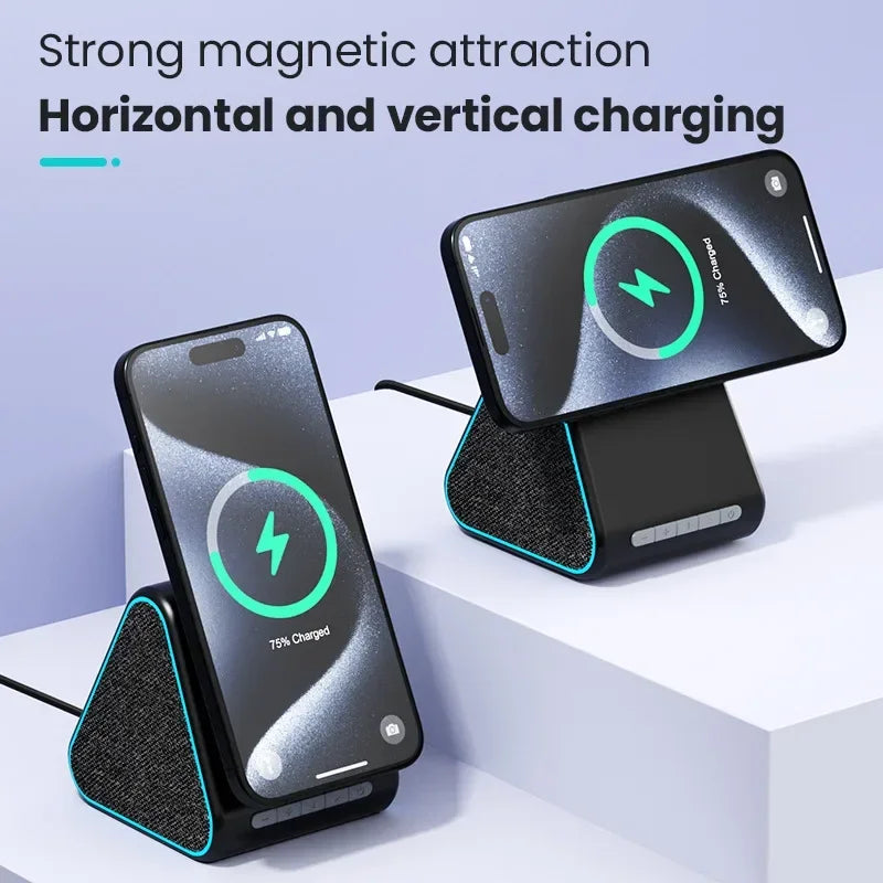 Wireless Charger Phone Holder Magnetic Wireless Charging Bluetooth Speaker Suitable For IPhone 16 15 Fast Charging