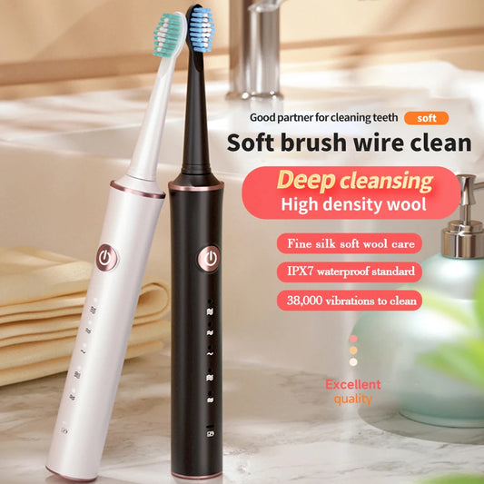 Electric Toothbrush for Adults USB Fast Charging IPX7 Waterproof 5 Speed Mode Intelligent Timing Reminder Smart