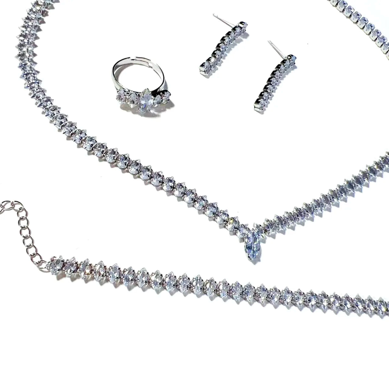 Fashion Jewelry Earrings Necklace Set Combination Fashion Diamond Zircon Shining Bridal Jewelry Set Wedding Accessories