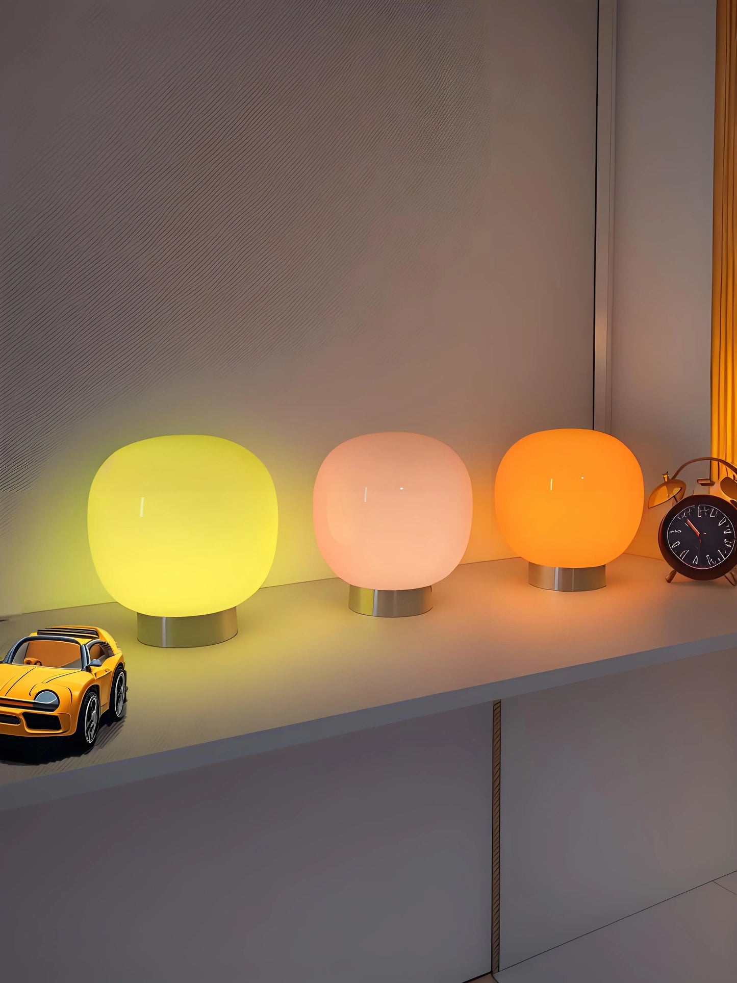  Macaron Glass Table Lamp for Hotel Bedroom Bedside Living Room Trichromatic Dimming Decoration Modern Minimalist Desk Lights