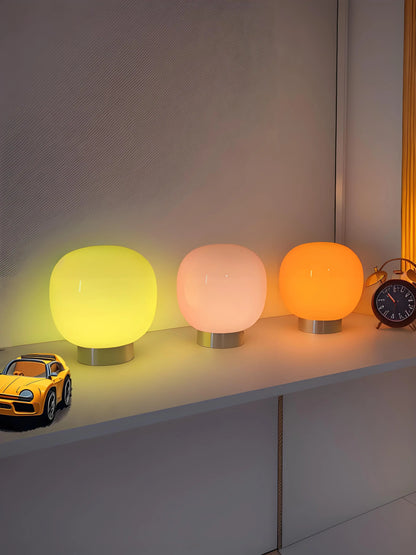  Macaron Glass Table Lamp for Hotel Bedroom Bedside Living Room Trichromatic Dimming Decoration Modern Minimalist Desk Lights