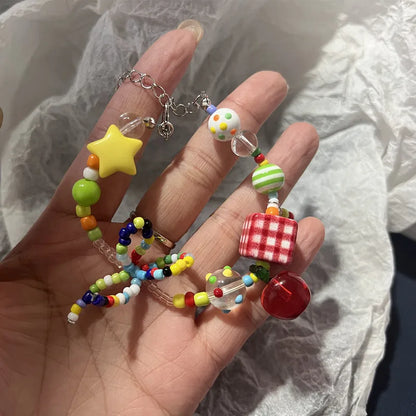 Colorful Beaded Bracelet for Women and Girls Y2K Fashion Cute Butterfly Bow Bead Sweet Star BraceletsKorean Jewelry Party Gift