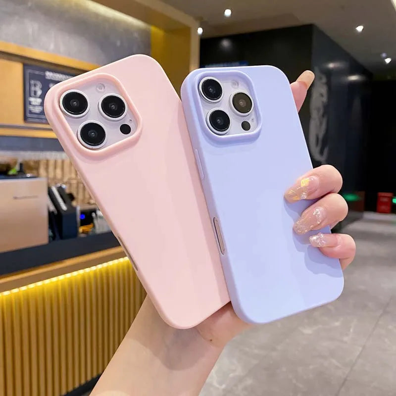 New Solid Color Phone Case for IPhone 16 15 14 13 12 11 Pro Max 16Pro Soft Silicone Shockproof Protective Accessories Cover