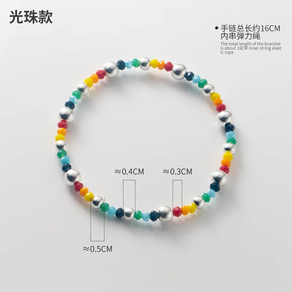 925 Sterling Silver Bracelet Wholesale Colored Hand Beads Smiling Face Rainbow Cloud Love Little Bear Beads Handicraft Gift