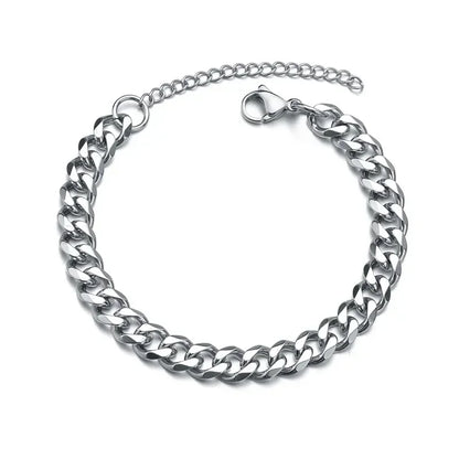 3/5/7mm Men Bracelets Stainless Steel Chain Bracelets Chunky Cuban Silver Color Link Chain Classic Punk Heavy Male Jewelry Gifts