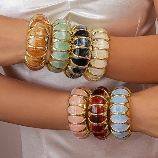 Glamorous Colorful Acrylic Bracelet for Women, Sweet Elastic Stretch Bracelet, Trendy Daily Wear & Dating Gift
