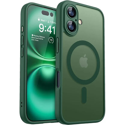 Magsafe Magnetic Luxury Armor Shockproof Case For iPhone 17 Air 16 15 14 13 Pro Max For Wireless Charge Matte Translucent Cover