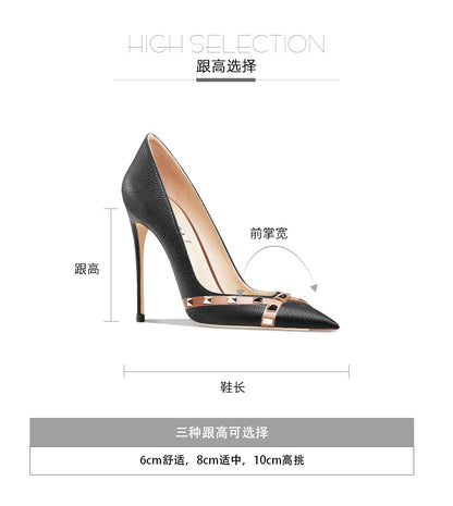 Patent Leather 2025 Star Style Luxury Rivets Women Shoes High Heels Pointed Toe Pumps Wedding Shoes Evening Dress Shoes 34