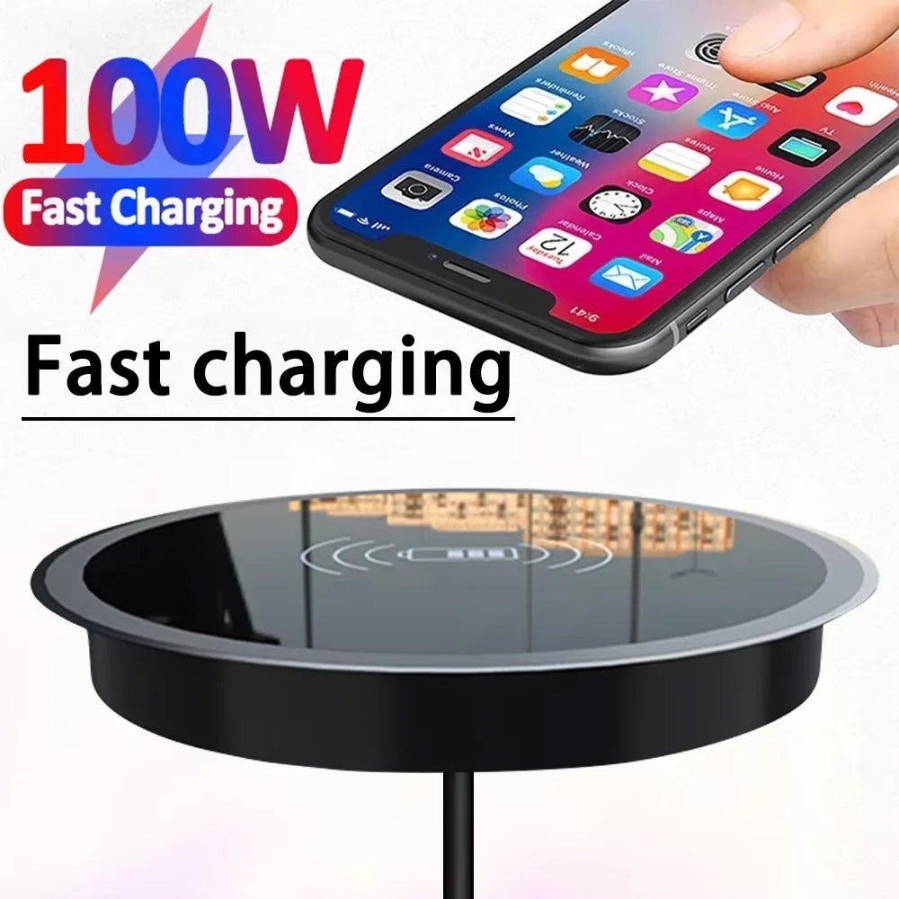 Built in Desktop Device Fast Wireless Charger 30W Quick Charger 3.0 Embedded Caricabatter Tipe C Chargeur Induction Charging