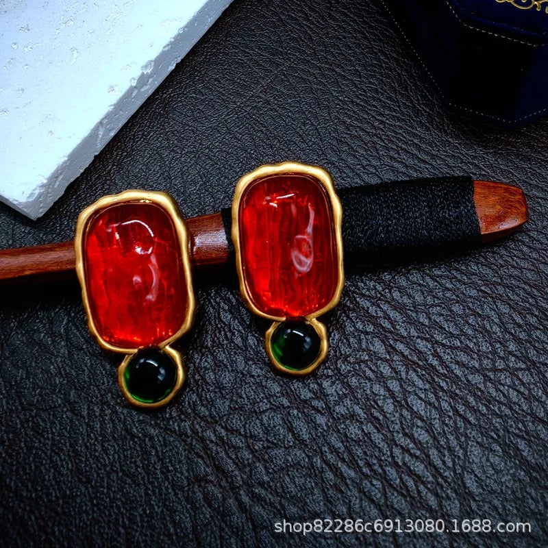 Jelly translucent gemstone earrings fashion luxury high sense 9 earrings female