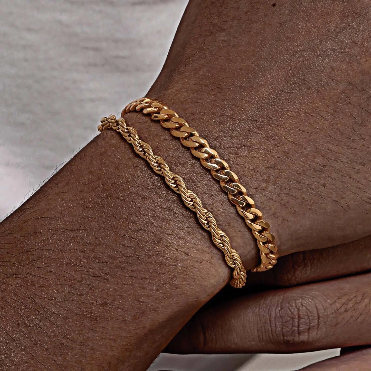 2pcs Men's Chain Bracelets,Stainless Steel Silver Gold Black Color Twist Rope Chain Wristband,Trendy Cuban Link Chains Gift