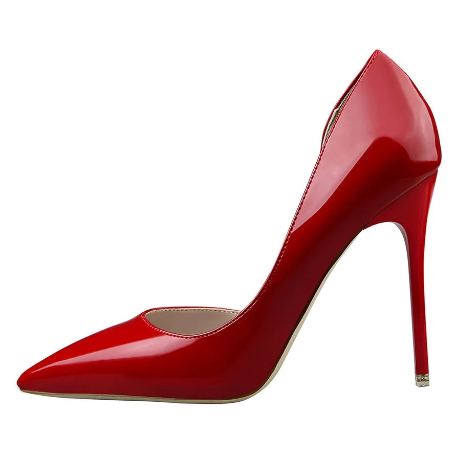 Women 7.5cm 10.5cm High Heels Yellow Pumps Office Stiletto Wedding Bridal Scarpins Short Heels Lady Hollow Party Shoes