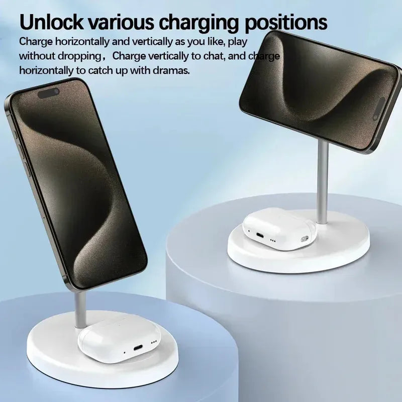 2-in-1 Wireless Fast Charger for iPhone 15/14/13/12 Pro Max & AirPods Pro – Upgraded Foldable Charging Dock