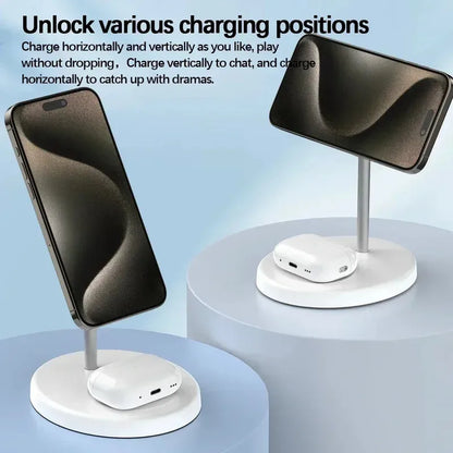 2-in-1 Wireless Fast Charger for iPhone 15/14/13/12 Pro Max & AirPods Pro – Upgraded Foldable Charging Dock