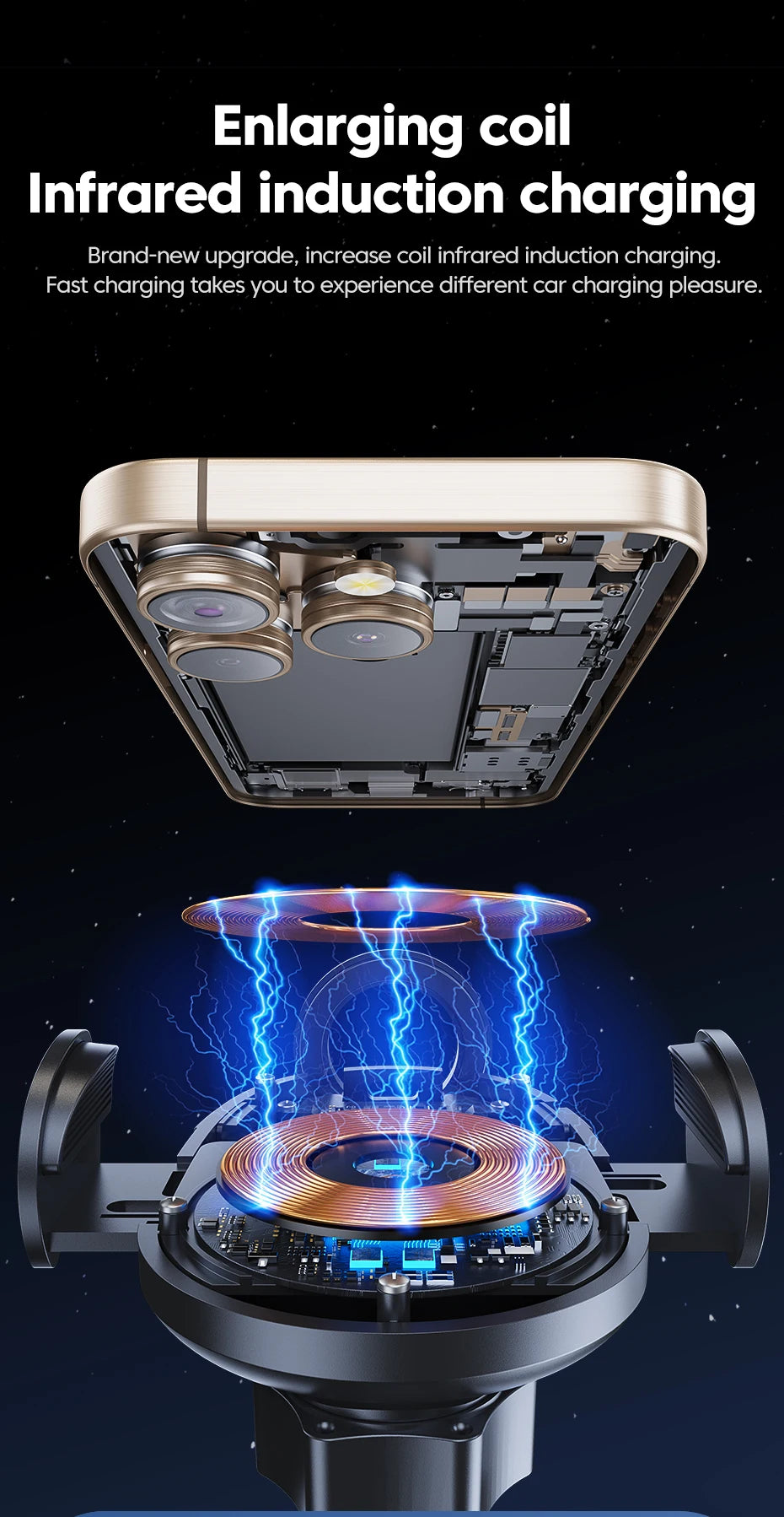 Wireless 15W Car Charger Air Vent Phone Holder 360 Ritation AdjustmentSuper Fast Charging Station for iPhone 16 15 14 13 12