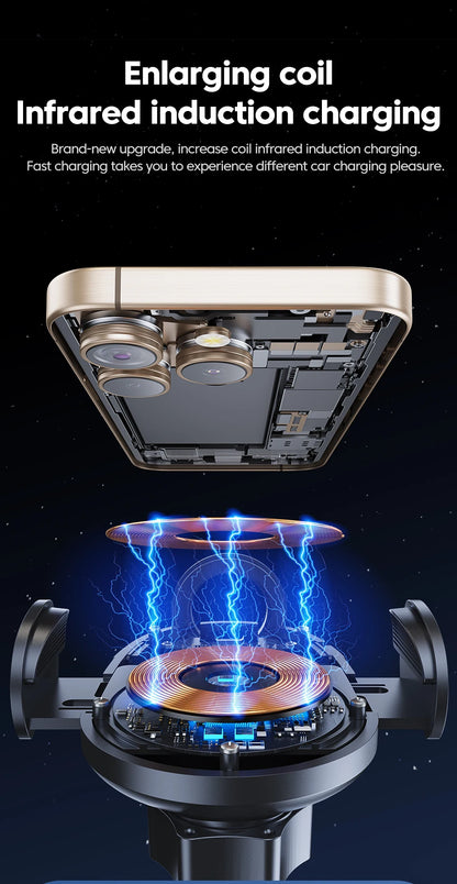 Wireless 15W Car Charger Air Vent Phone Holder 360 Ritation AdjustmentSuper Fast Charging Station for iPhone 16 15 14 13 12