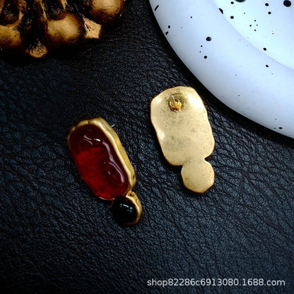 Jelly translucent gemstone earrings fashion luxury high sense 9 earrings female