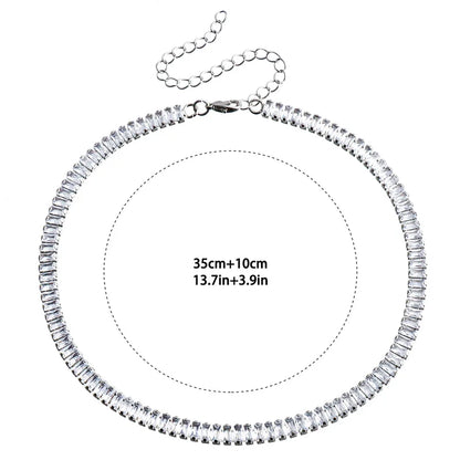 Beautiful Women's Crystal Necklace; Shiny Zircon Square Choker, Great Bridal Gift.