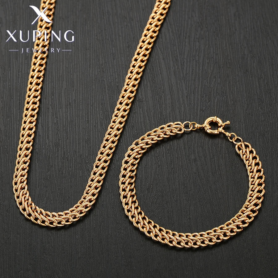 Xuping Jewelry Bracelet and Necklace Set Charm Jewellery Set Gold Color Plated for Women Wedding Gifts X000787949