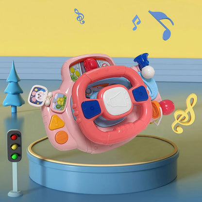 Baby Electric Steering Wheel for Car Seats and Stroller Simulate Driving Vocal Toys Educational Toys for 18M+ Toddlers Gifts