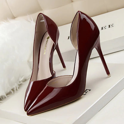 Women 7.5cm 10.5cm High Heels Yellow Pumps Office Stiletto Wedding Bridal Scarpins Short Heels Lady Hollow Party Shoes