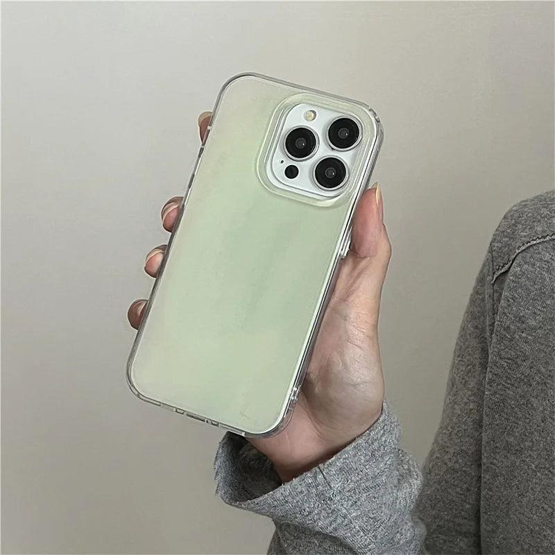 IPhone 13/14/16/17 Pro Max | Light Green | Simple and Fresh | Double Layer |  IND  for iPhone 11 12 13 14 15 16 17 Pro Max