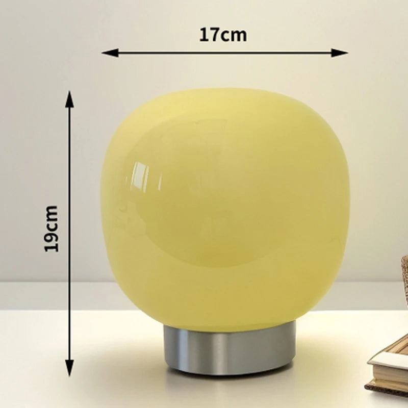 USB Plug Bauhaus Glass Table Lamp Trichromatic Dimming Bedside Night Light for Bedroom Lighting