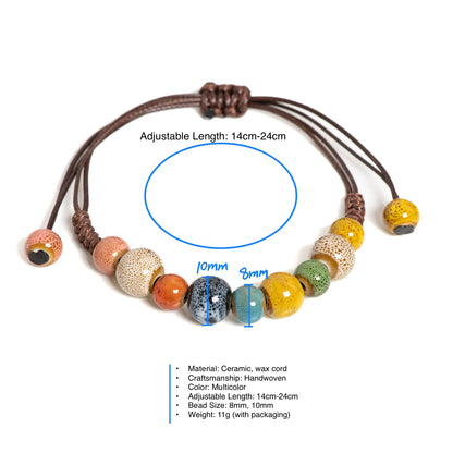 Colorful Handmade Ceramic Bracelet Adjustable Boho Style Jewelry for Women and Men 1155