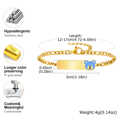 Vnox Personalized Baby Names Bracelets,Custom Baptism Gift, Anti Allergy Stainless Steel Chain Bracelets, Gifts to Newborns