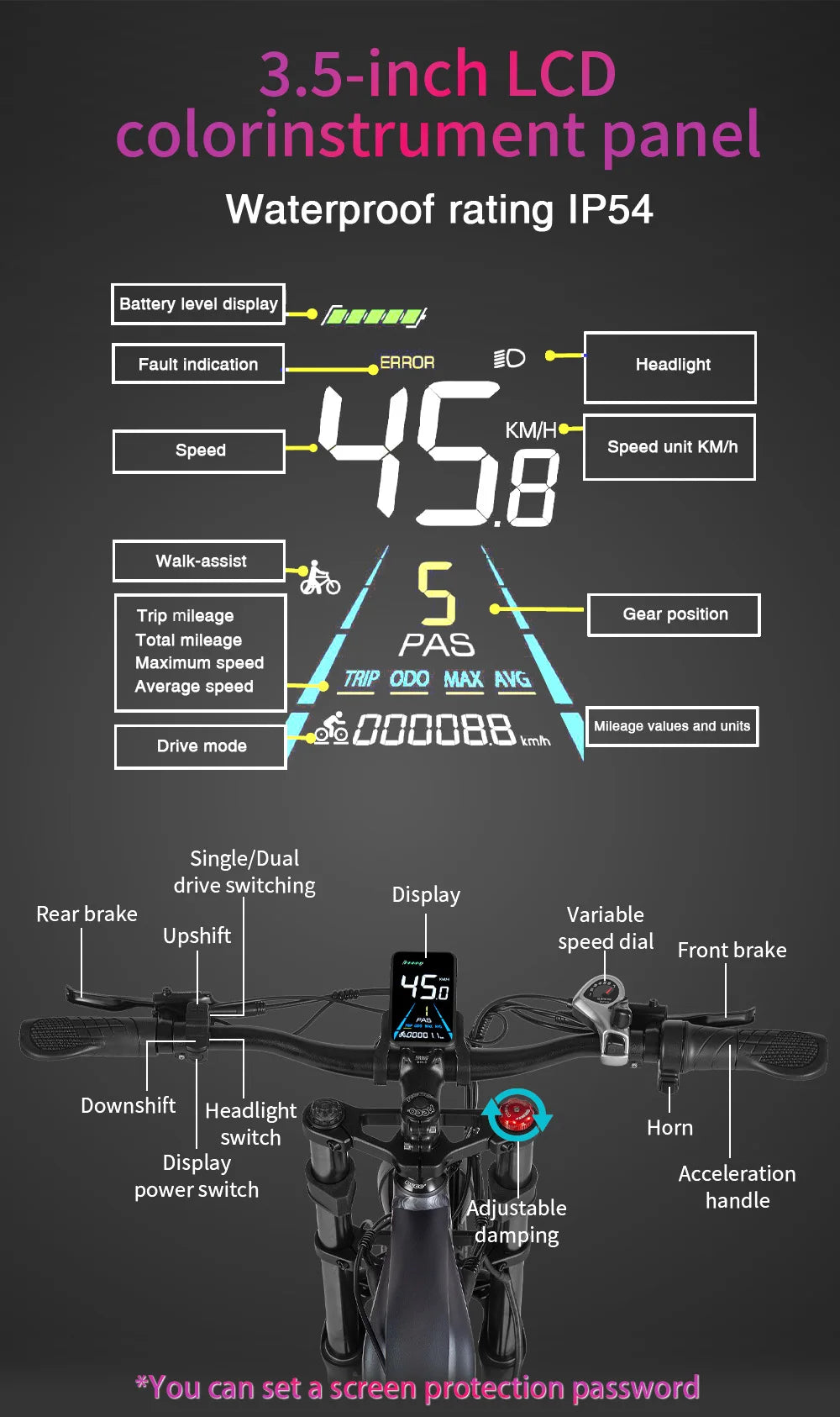 Nathaniel SYR09 adult electric bike, Dual motor 2000W,26*4.0Fat tires,48V20Ah,55KM/H, All terrain off-road E-bike